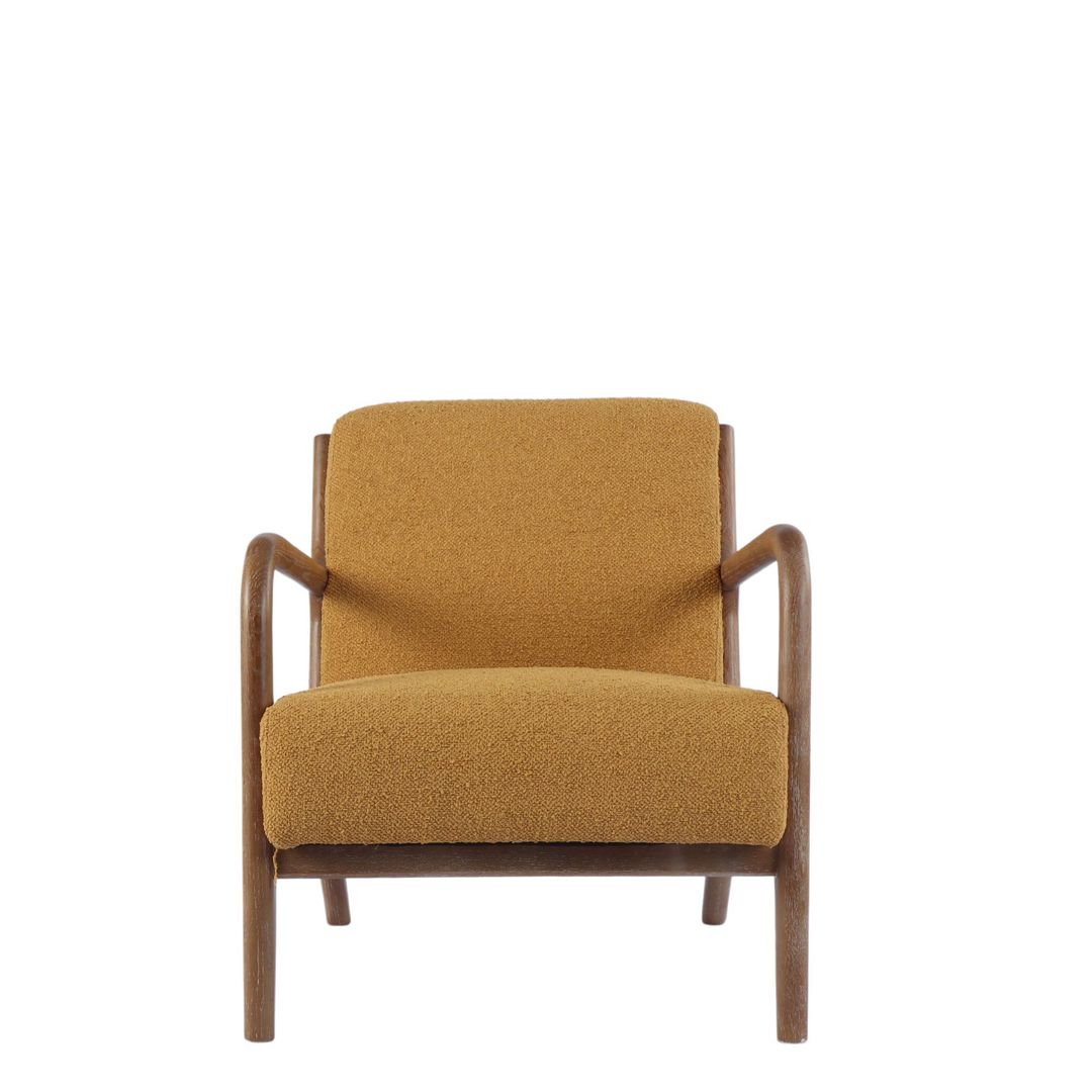 LUCA OCCASIONAL CHAIR FABRIC GOLD WITH WASHED OAK FRAME image 2